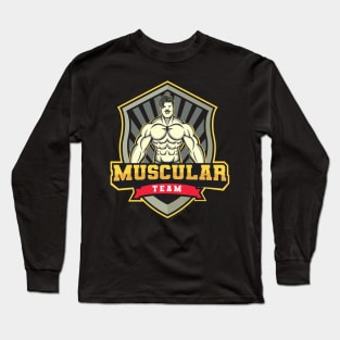 Muscular Man Illustration Design Long Sleeve T-Shirt